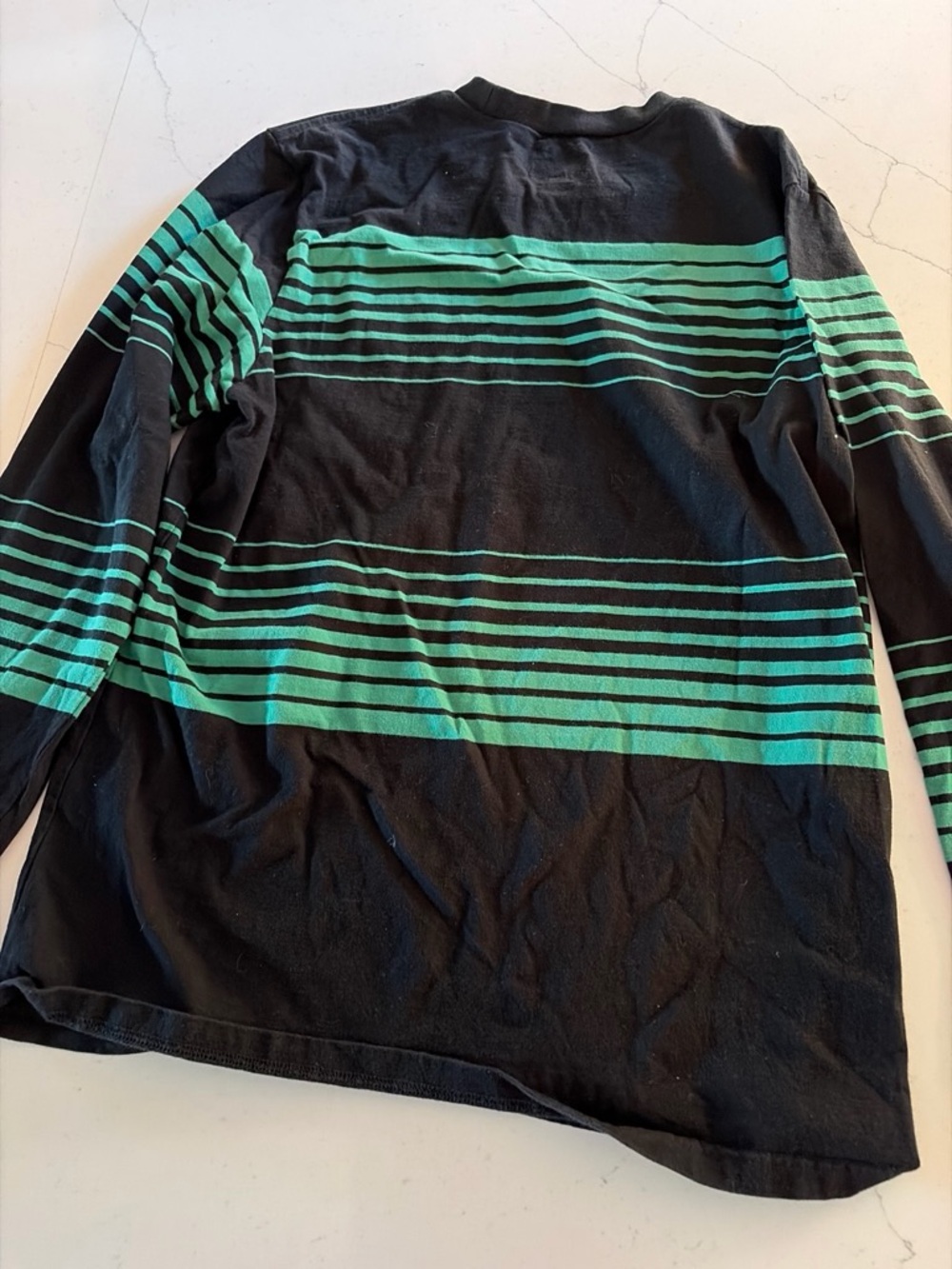 Supreme Black Long Sleeve Tee with Green Stripe Bands